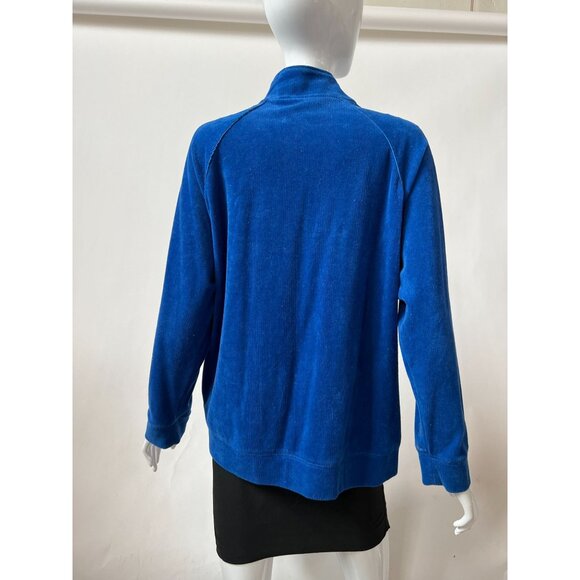 Allison Daley Petite Womens Blue Full-Zip Jacket With Pockets PM/M Cotton & Poly - Picture 4 of 16